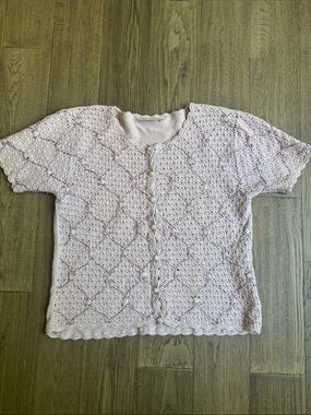 Premiere Collection | Delicate Lilac Purple Floral Knit Button-Front Cardigan LG
